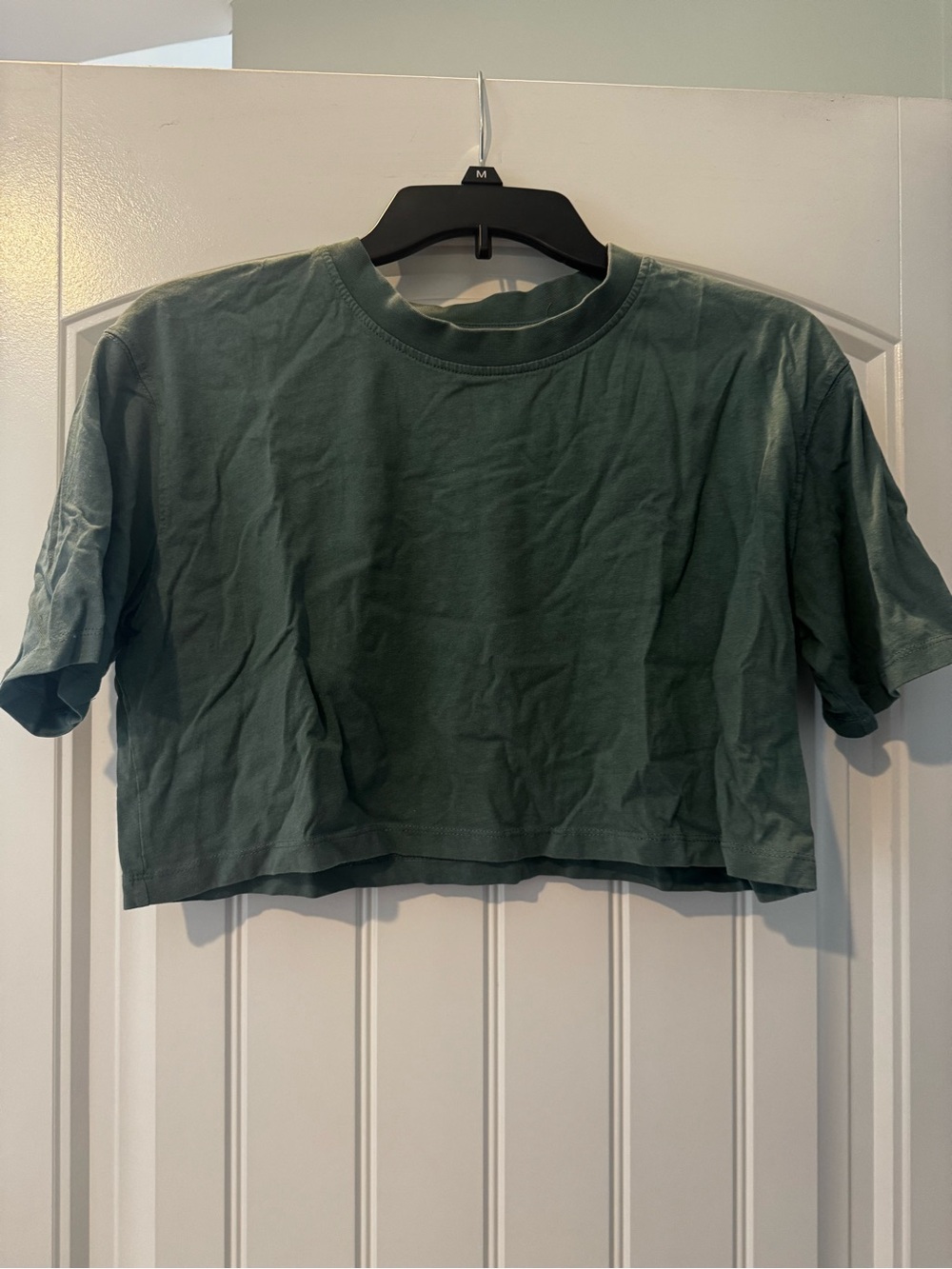 Zara Olive Green Cropped Crewneck Tee size medium